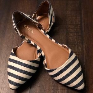 Striped pointy toe flats